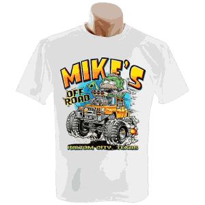 Custom apparel mockup featuring a white t-shirt printed with bold yellow 