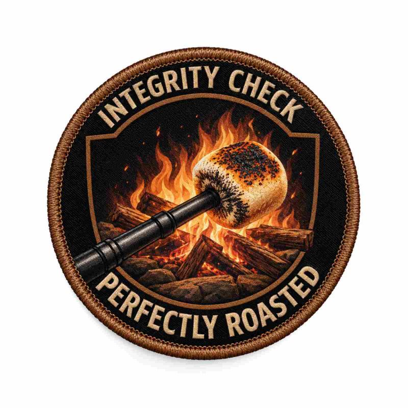 Custom campfire marshmallow patch Integrity Check Perfectly Roasted