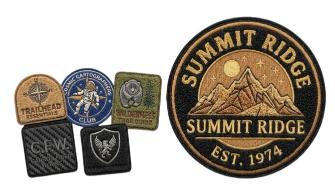 Custom circular Summit Ridge Est. 1974 embroidered mountain badge patch